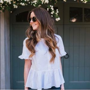 White Madewell Peplum Top with Buttons
